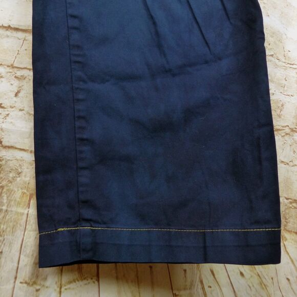 Uniqlo Pants Women 6 Navy Blue High-Waisted Wide Leg Relaxed Fit Chino Preppy - Picture 7 of 13
